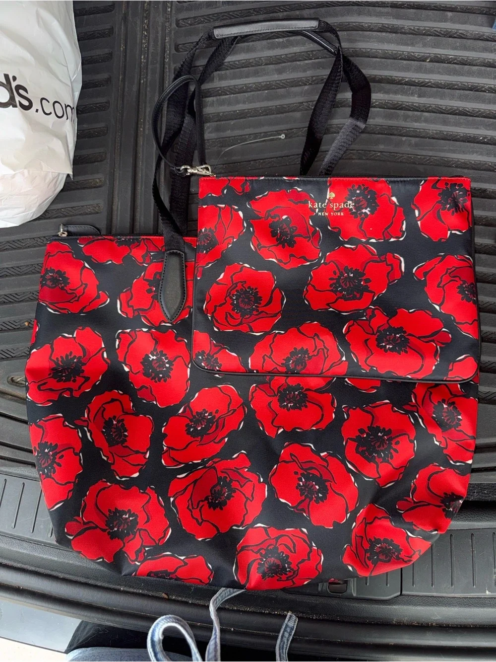 kate spade Black and Red Floral Tote - Picture 2 of 4
